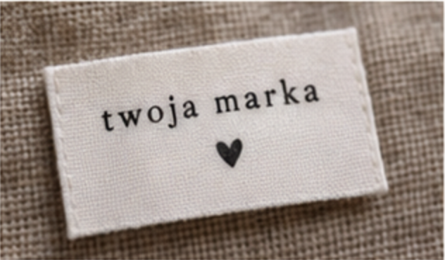 Jasna wszywka drukowana z motywem serca przyszyta do tkaniny